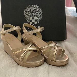 Gorgeous gold girls wedge sandal